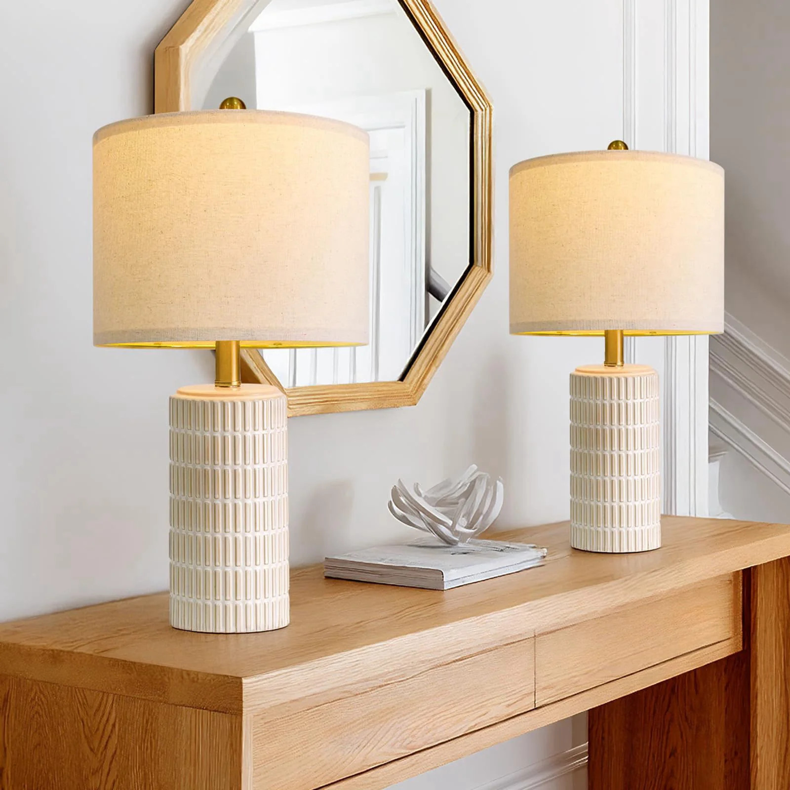 PoKat 20 75 Small Modern Ceramic Table Lamps Set of 2 for