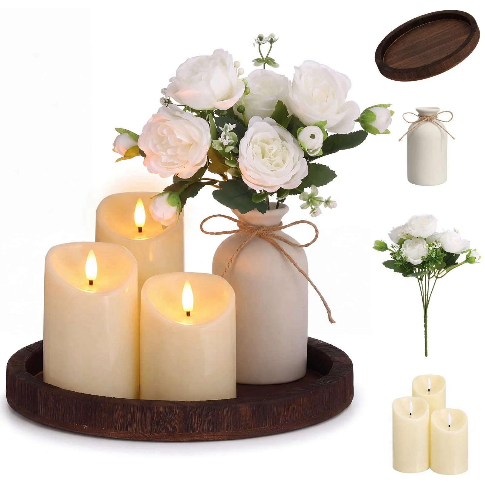 Mumufy Farmhouse Decor Set of 6 for Table Centerpiece Brown