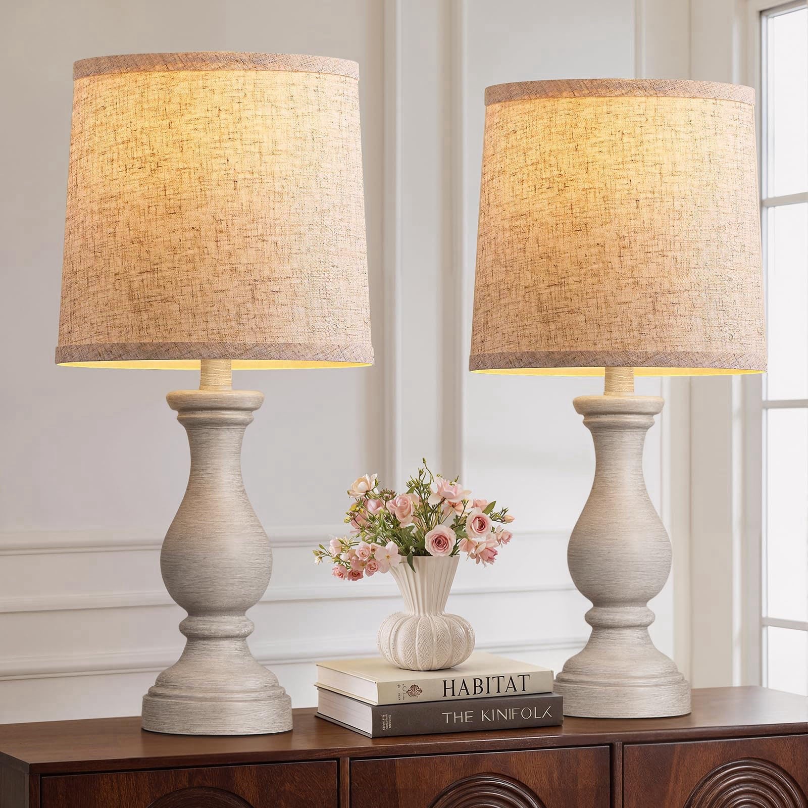 22 Farmhouse Table Lamps Set of 2 Rustic Bedside Lamps for