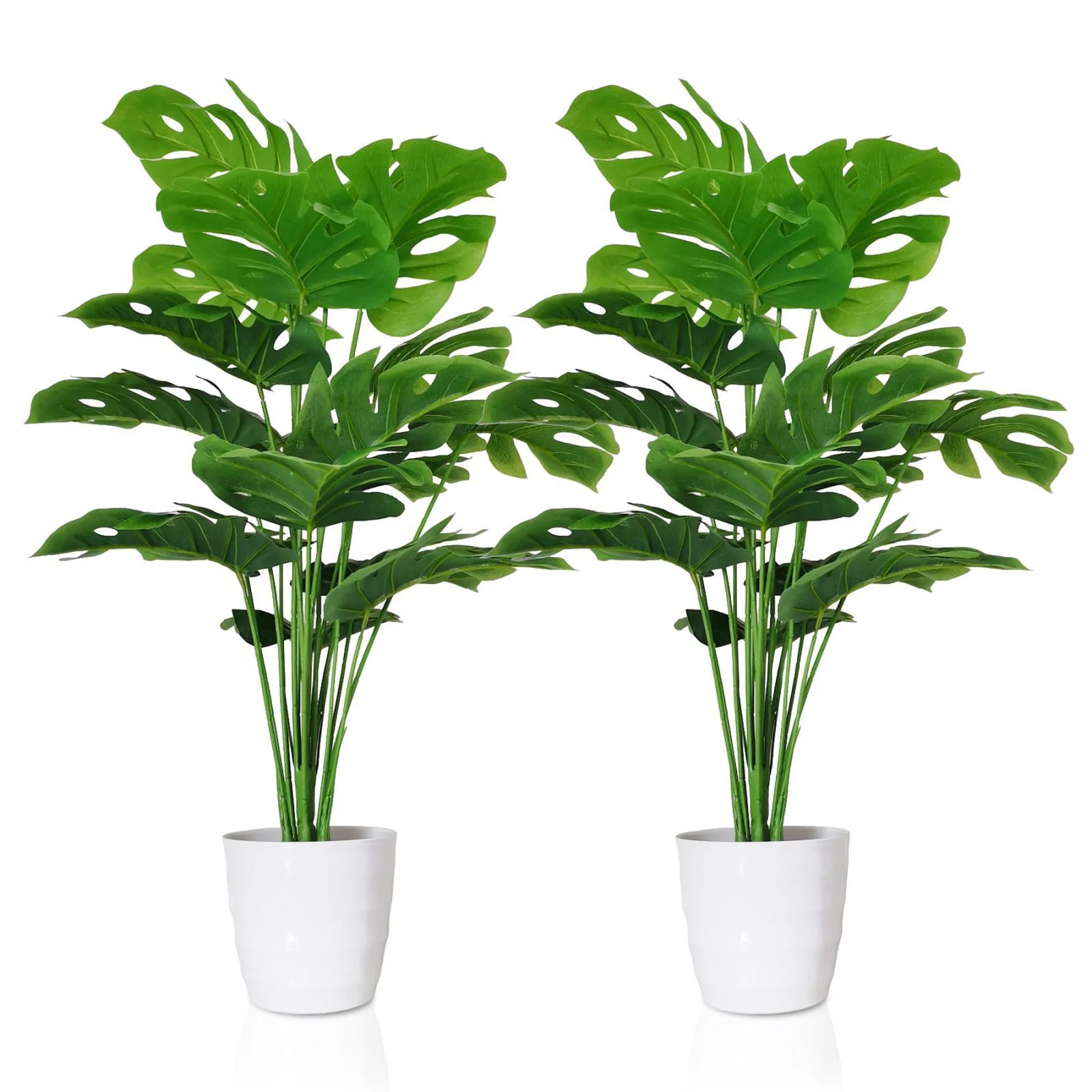 SAJANDAS Set of 2 Artificial Monstera Deliciosa Plants in