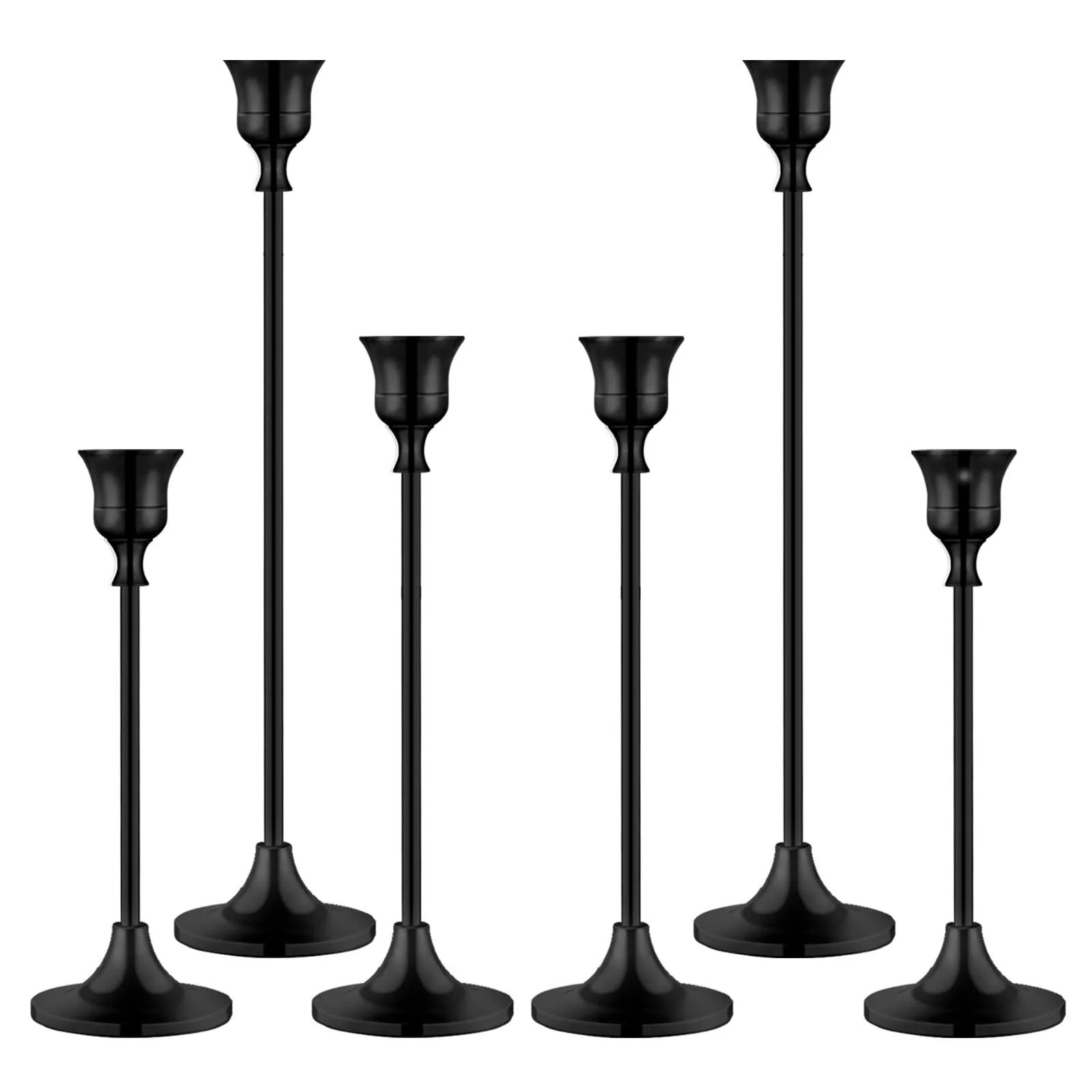 BEZURA Black Taper Candle Holders Set of 6 Aluminum Alloy