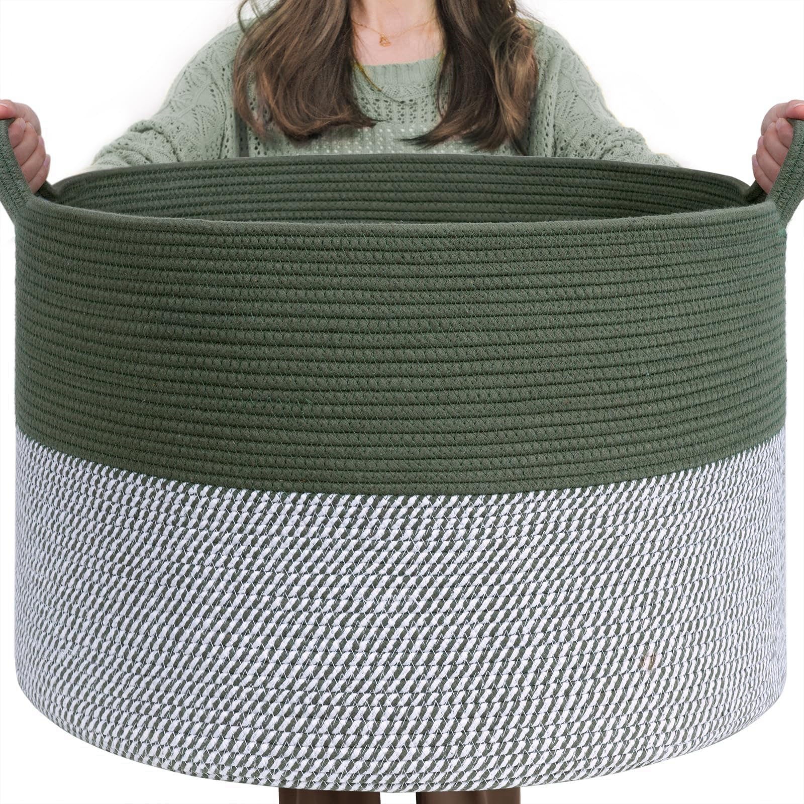 INDRESSME XXXLarge Woven Rope Blanket Basket Living Room