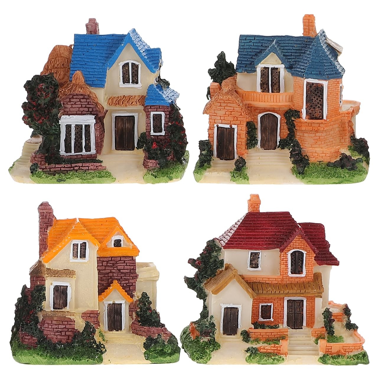 DOITOOL Miniature House Resin Figurines 4Pcs Set Miniature
