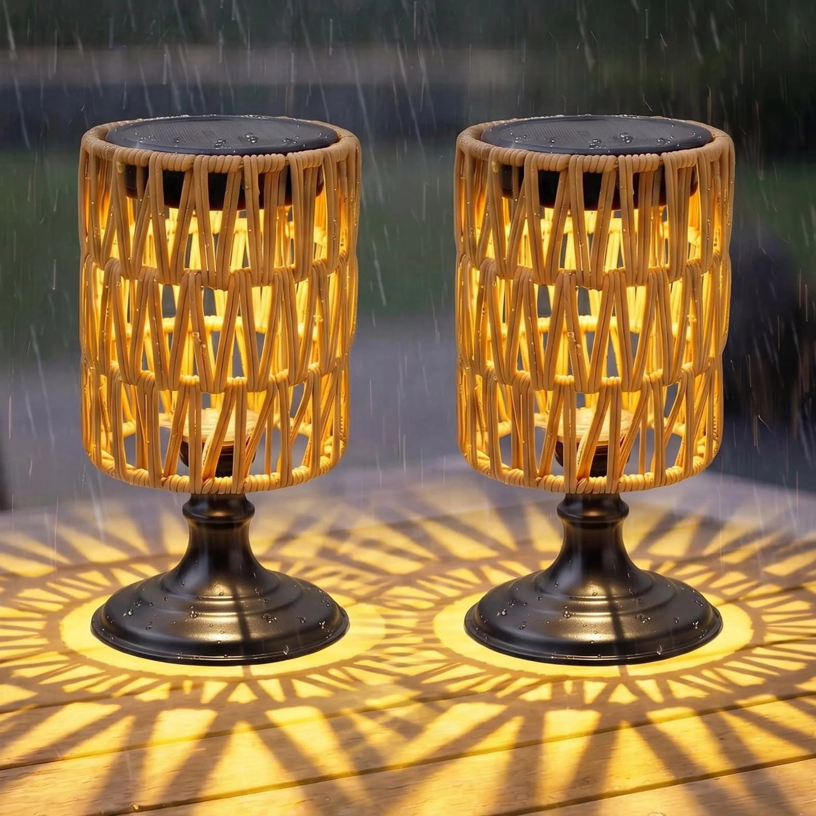 Outdoor Solar Table Lamps Set of 2 Solar Lanterns Outdoor