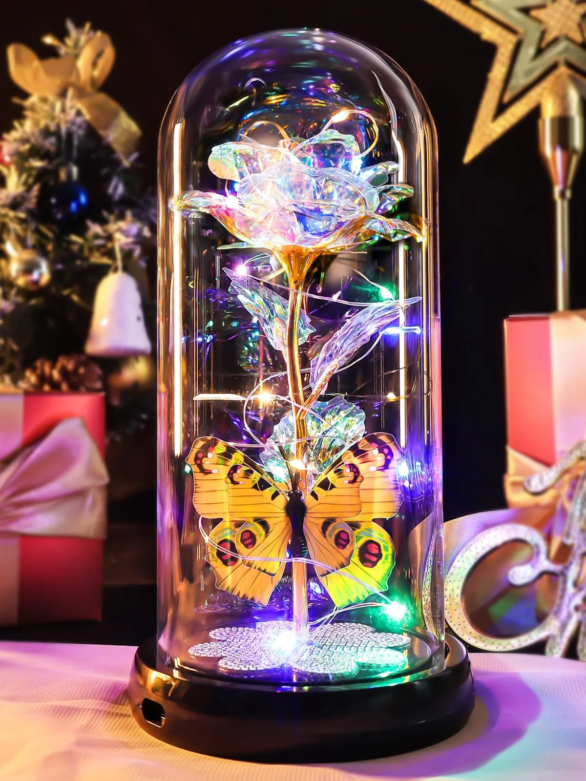 Birthday Gifts for Women Mom Rechargeable Galaxy Glass Rose