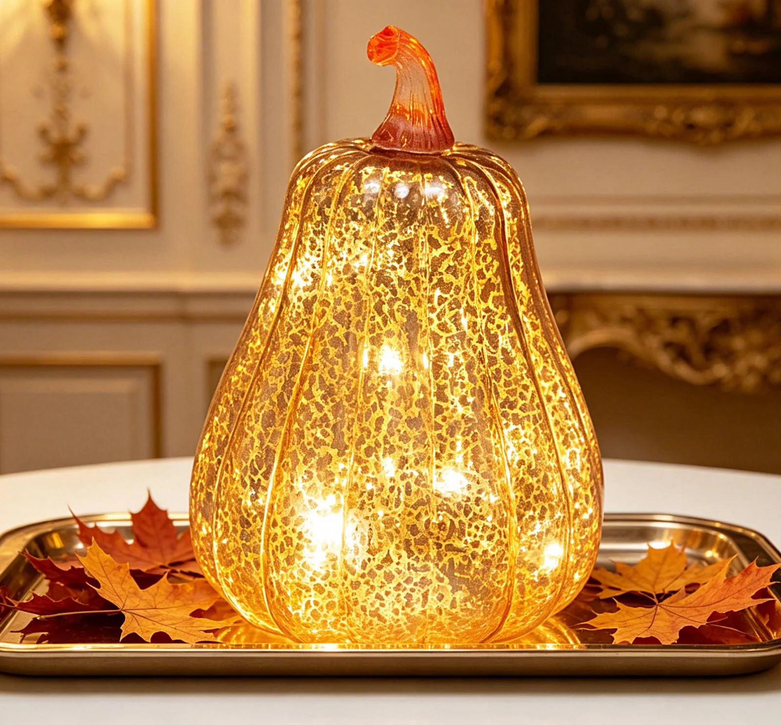 Fall Decorations for Home Mercury Glass Pumpkin Lights with
