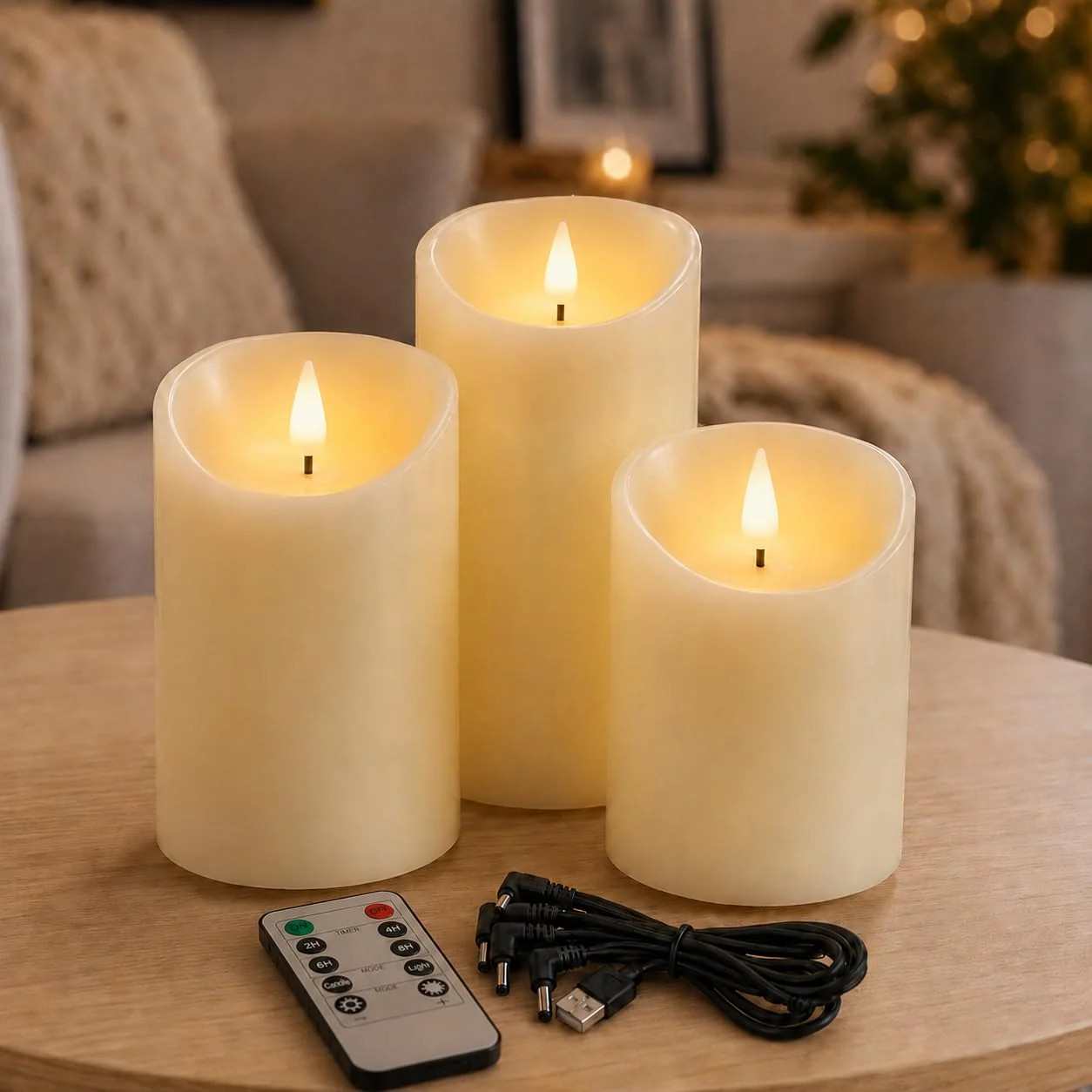Lezonic Rechargeable Flickering Flameless Candles Battery