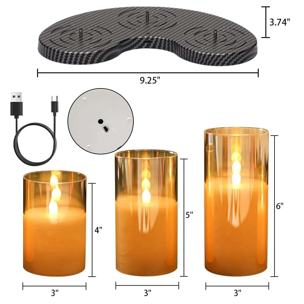GenSwin Glass Rechargeable Flameless Candles with Remote