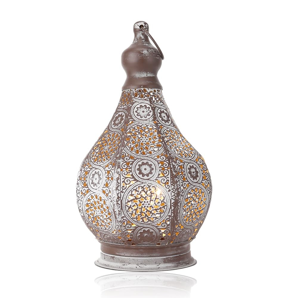 JHY DESIGN Moroccan Style Vintage Lantern Metal Table Lamp