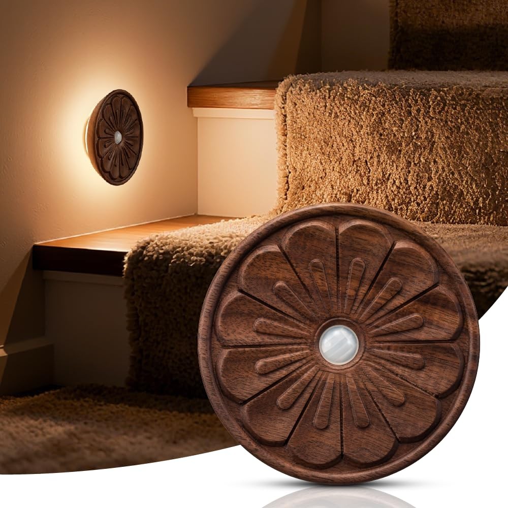 Wood Flower Night Light Rechargeable Motion Sensor Light