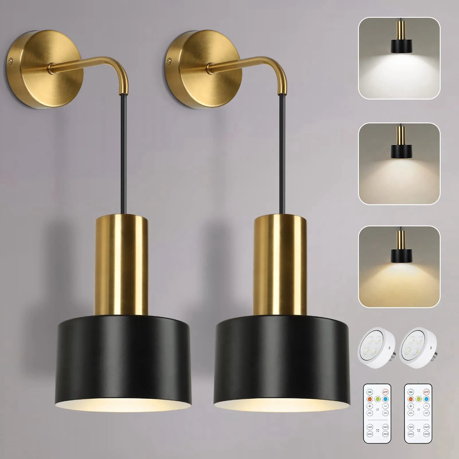 VerRon Battery Operated Wall Sconces Set of 2 with Remote