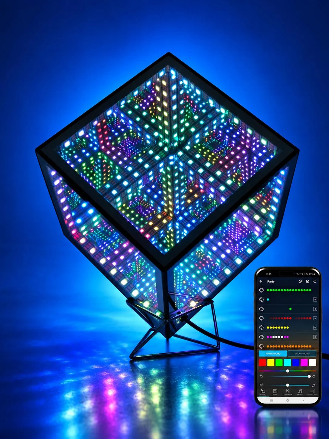 Infinity Mirror Hyper Cube Table Lamp Desk Art Mood Light