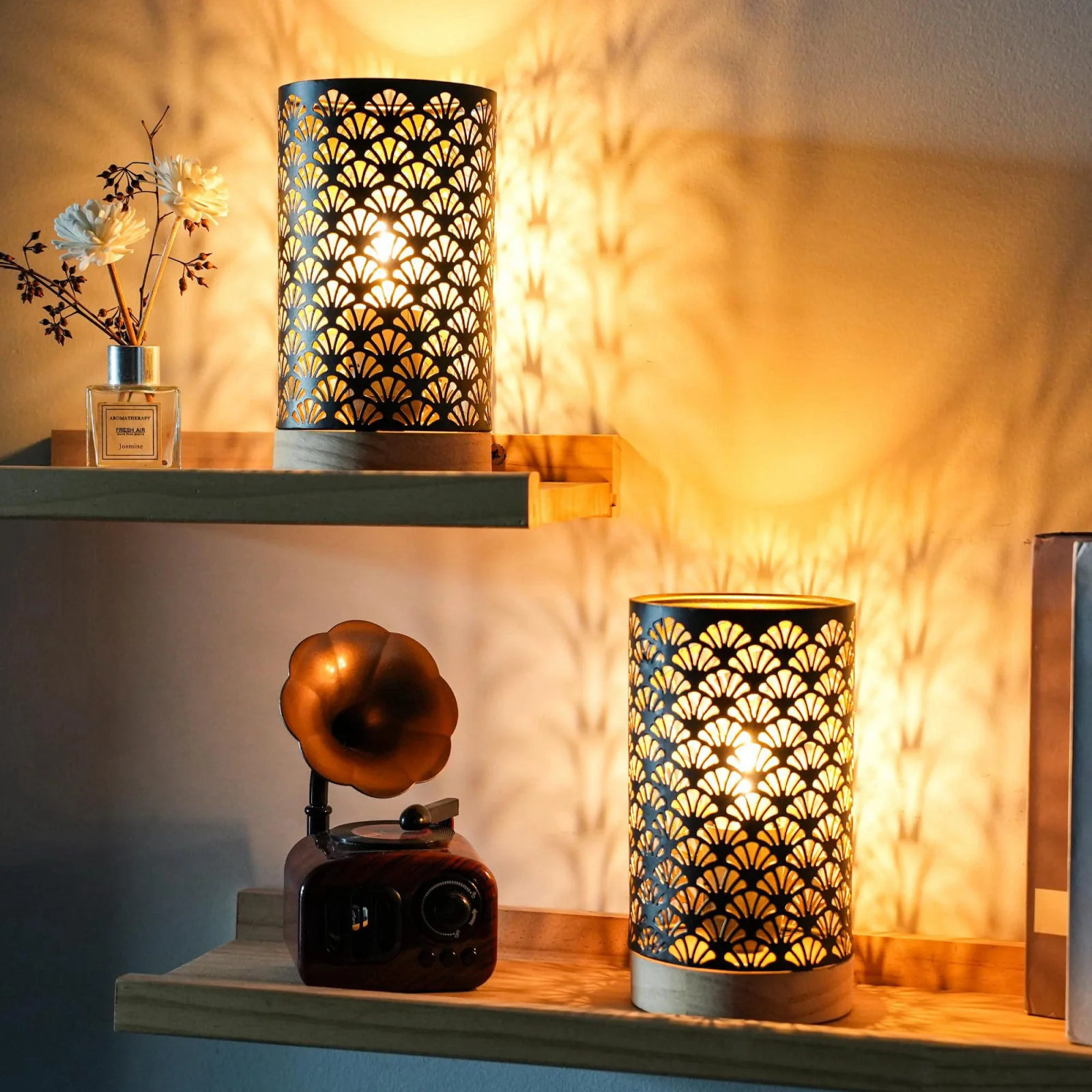 JHY DESIGN Set of 2 Metal Battery Powered Lamps 7 5 H Accent