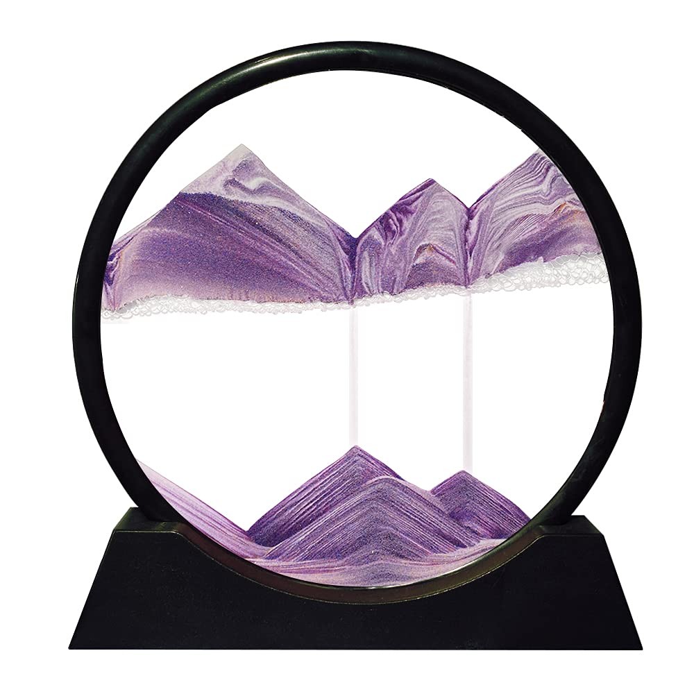 Aoderun Moving Sand Art Picture Office Decor Round Glass 3D