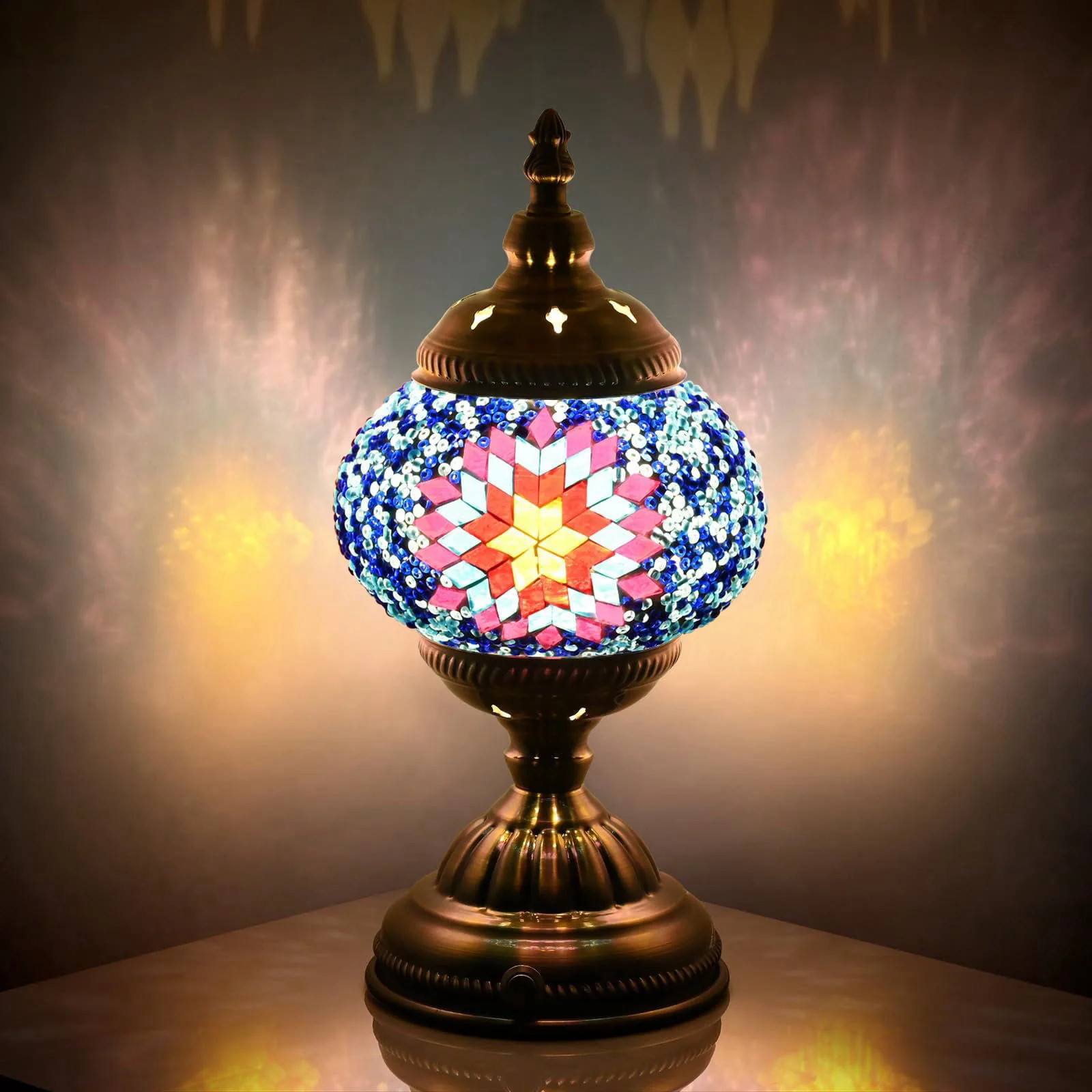 Portable Rechargeable Turkish Bronze Base Table Lamp 6000mAh
