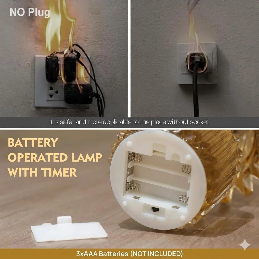 Small Battery Operated Lamp with Timer Jelly Amber