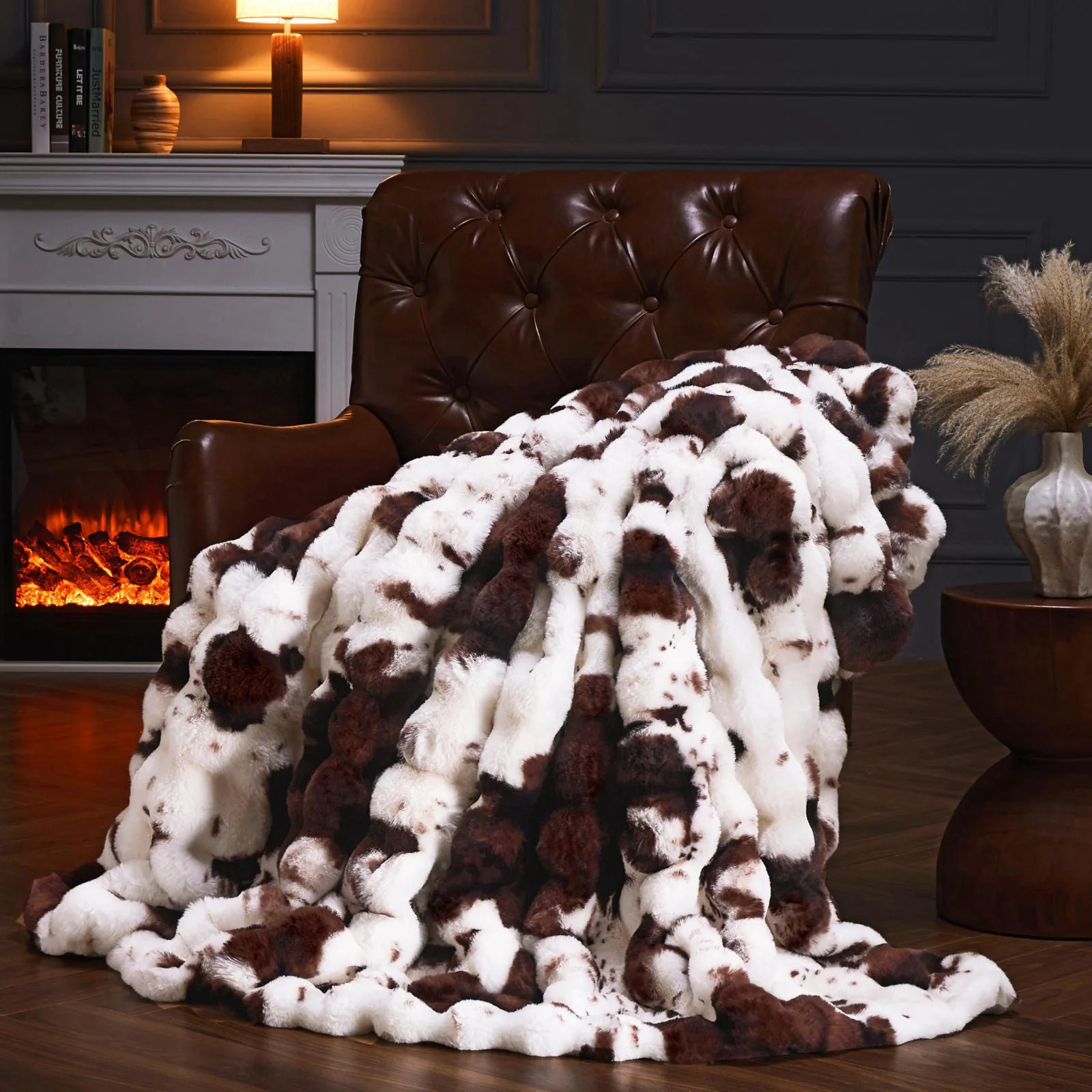 Faux Fur Throw Blanket for Couch Fluffy Fuzzy Plush Bubble