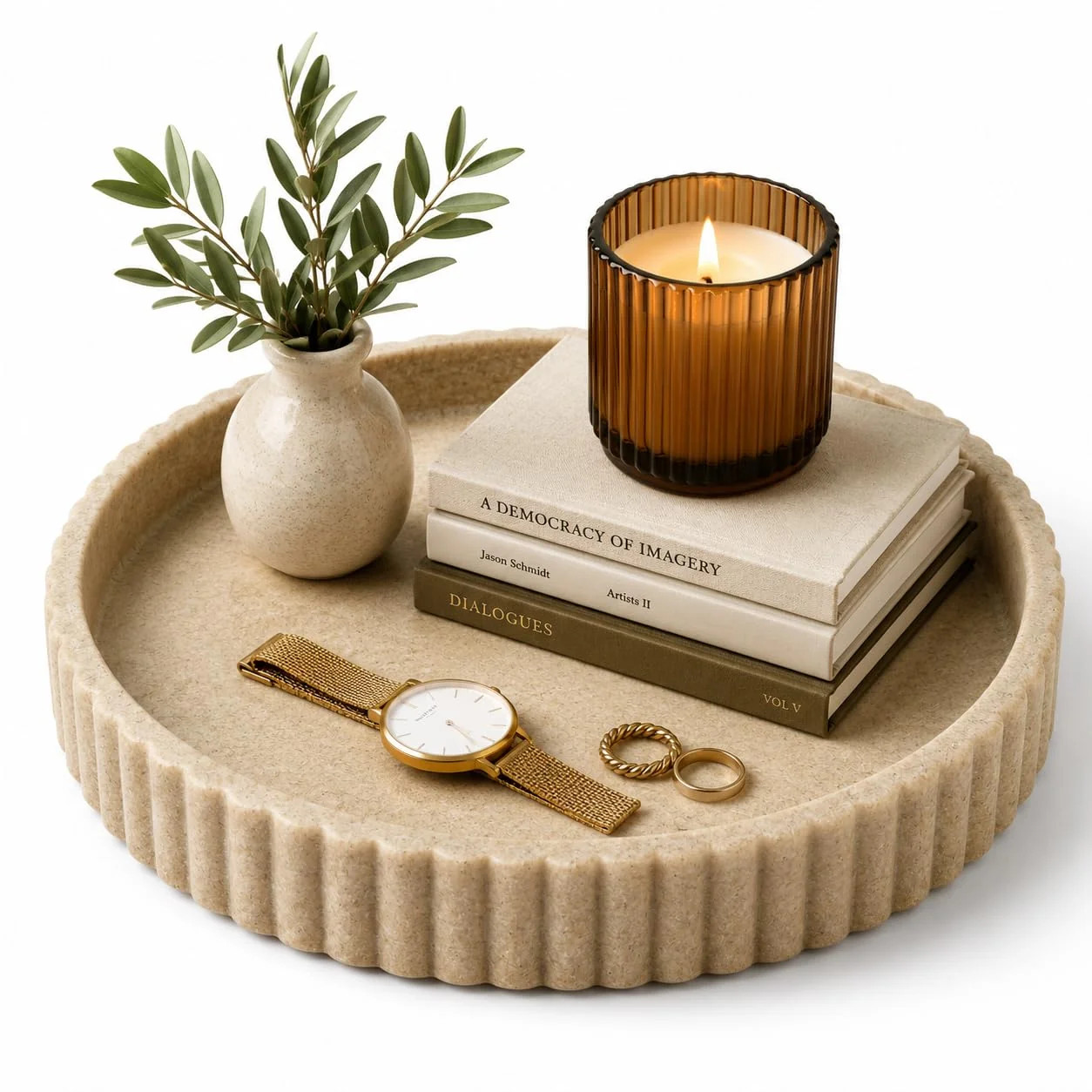 Round Decorative Tray Coffee Table Tray