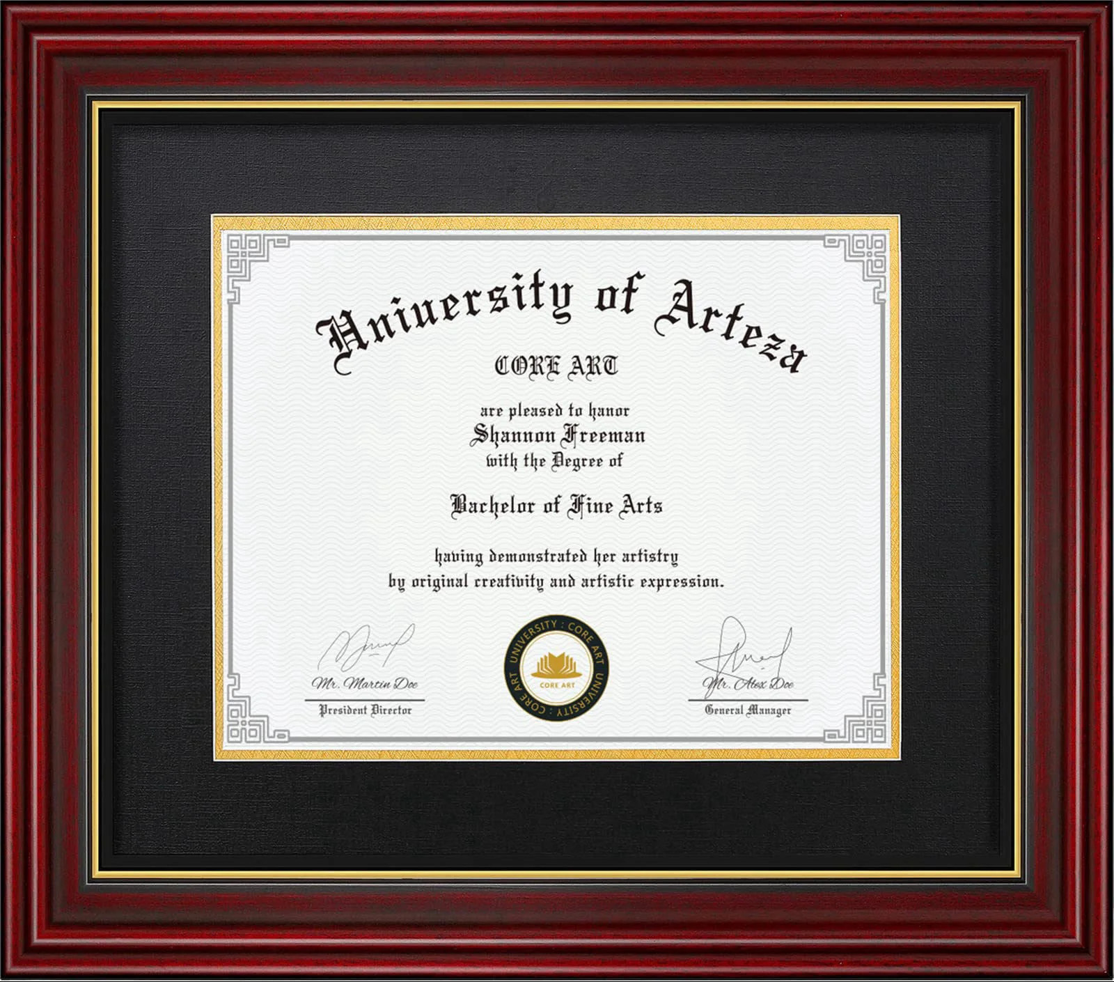 CORE ART 15x18 Diploma Frame Cherry Red Black Mat for 11x14