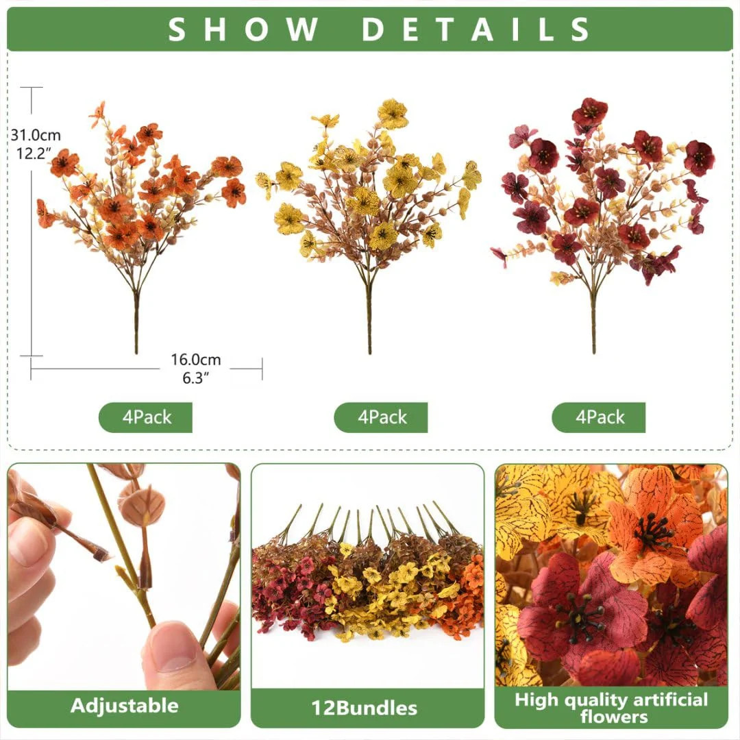 Artificial Fake Fall Plants Flowers for Outdoor Outside
