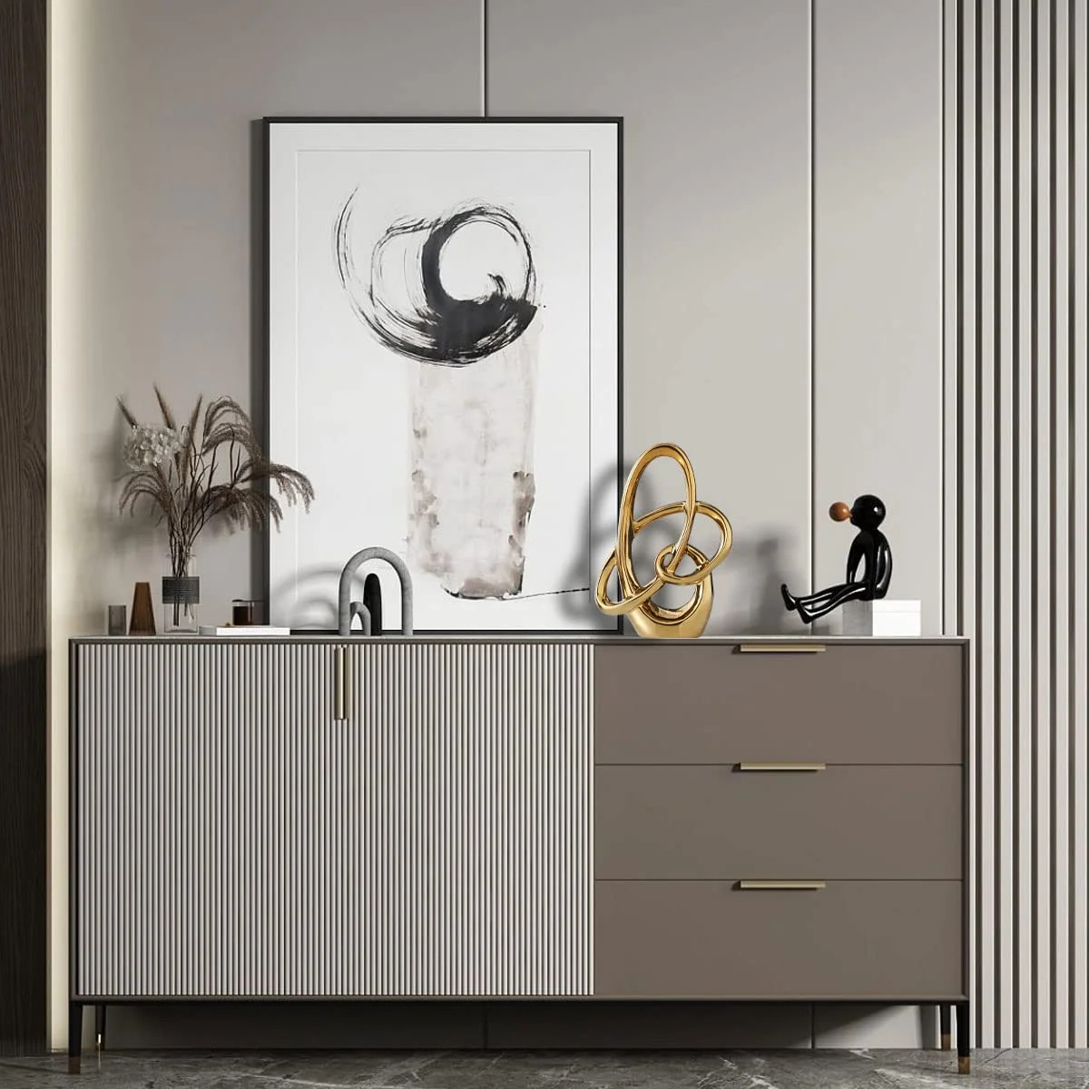 Modern Gold Knots Decor Ceramic Statue