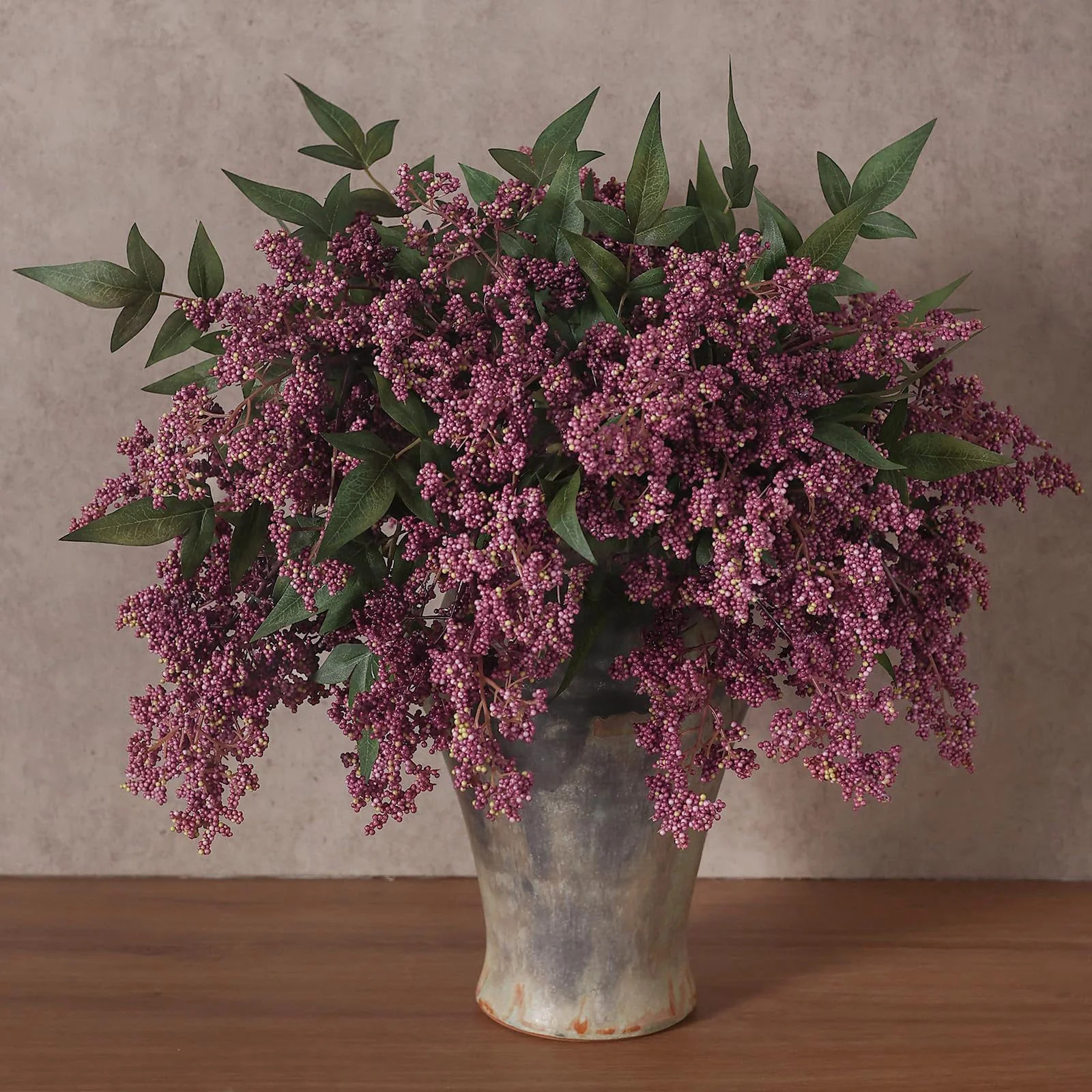 6Pcs 17 Lifelike Artificial Nandina Berry Stems for Vase