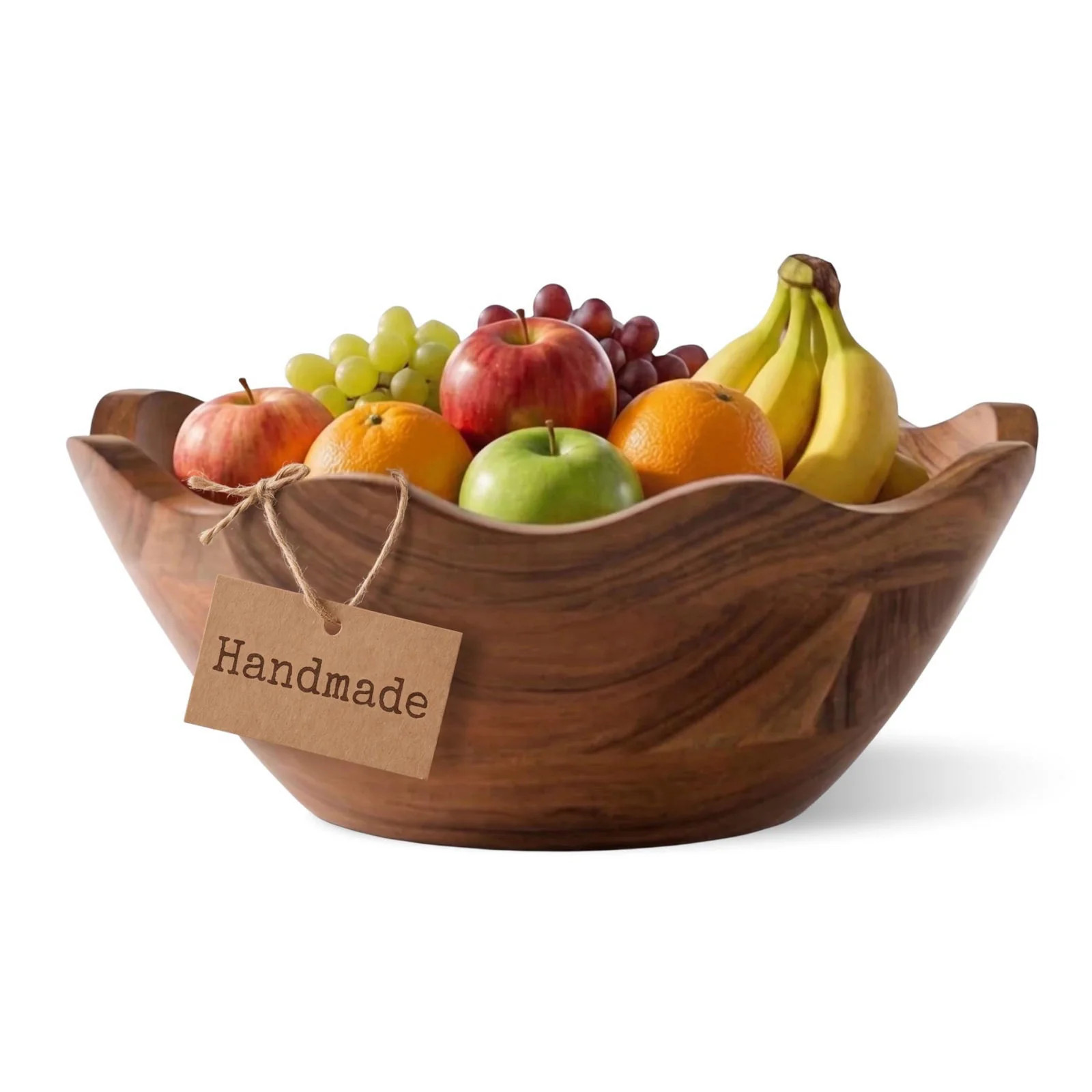Premium Scalloped Acacia Bowl