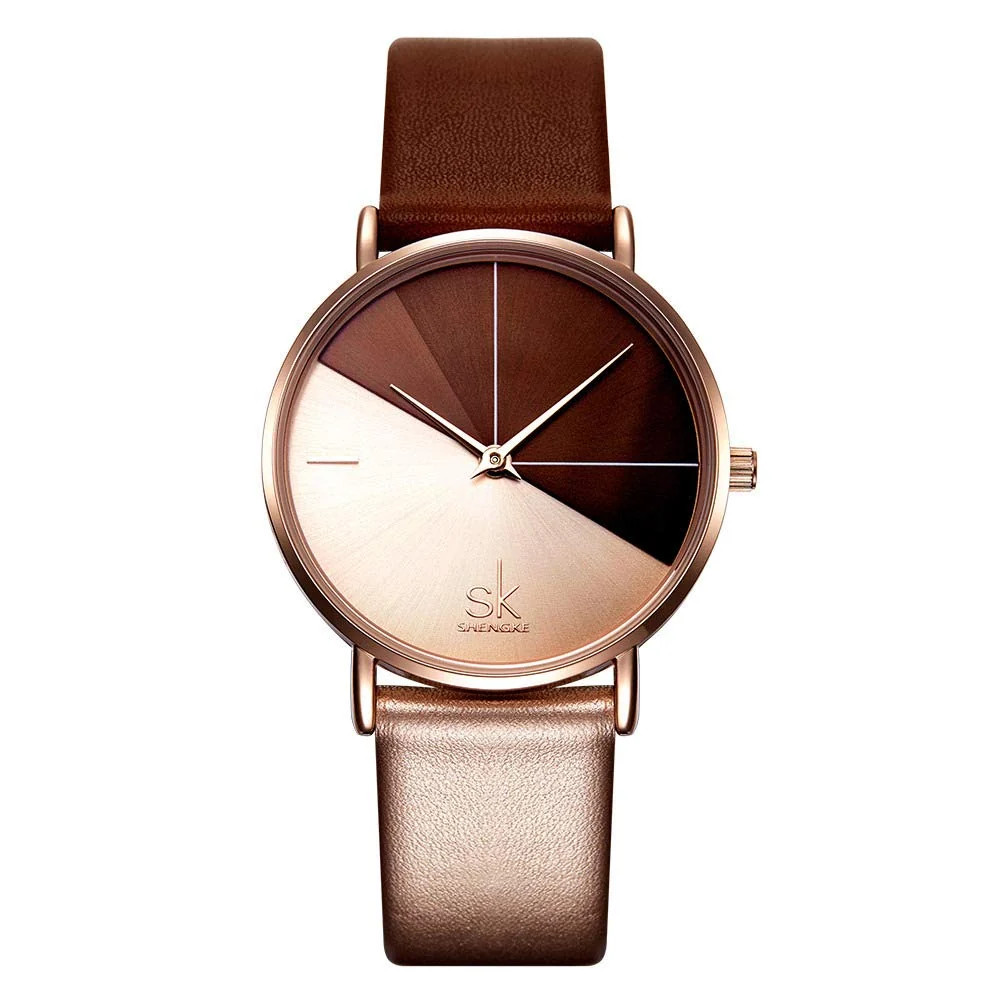 SHENGKE Simplicity Creative Women Watch Genuine Leather