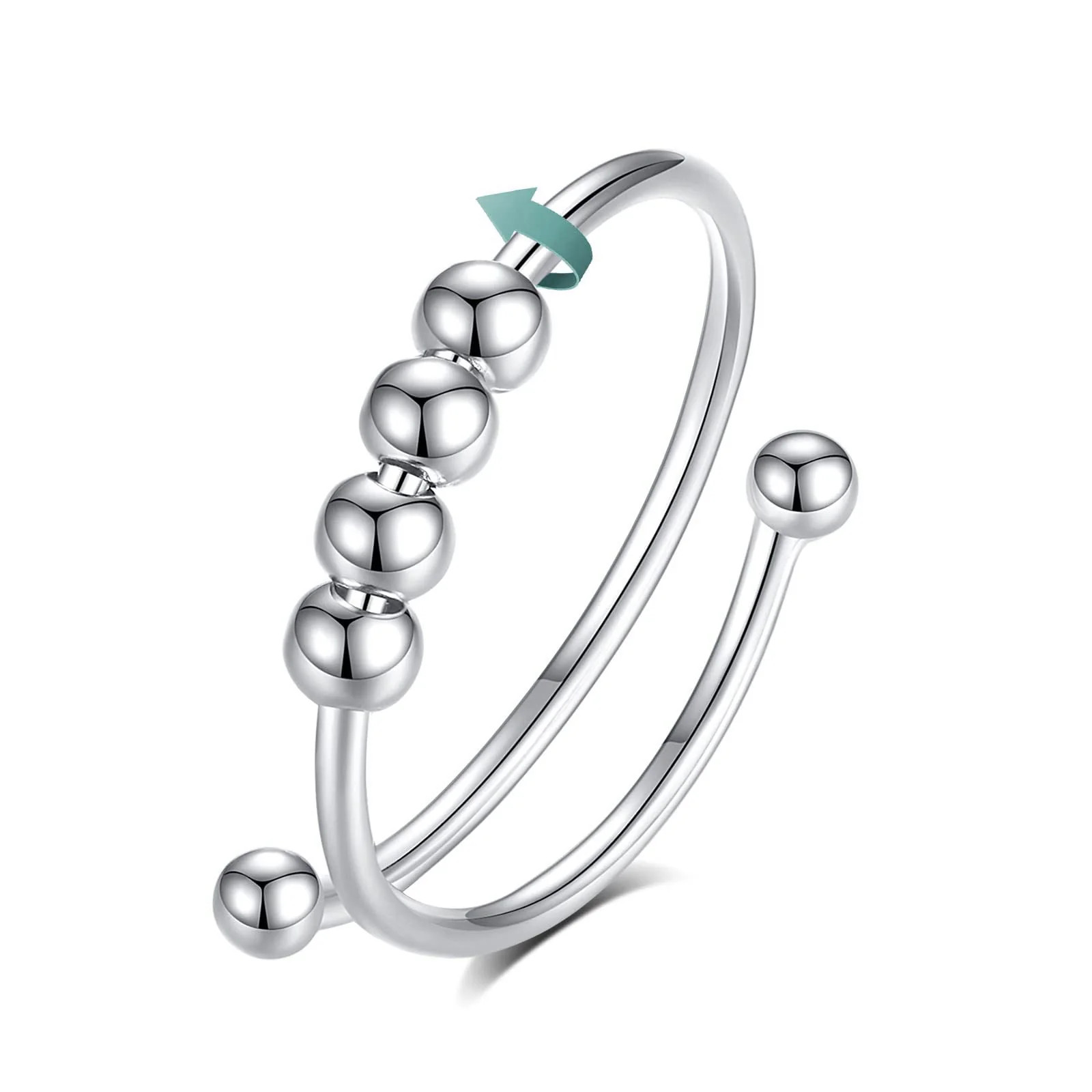 Vito 925 Sterling Silver Fidget Anxiety Open Ring for Women