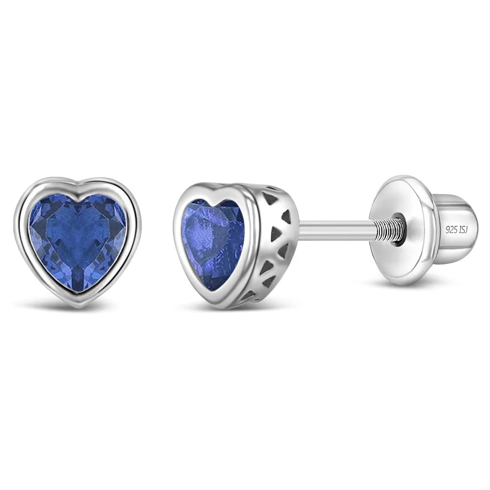 In Season Jewelry Tiny CZ Birthstone Heart Kids Earrings
