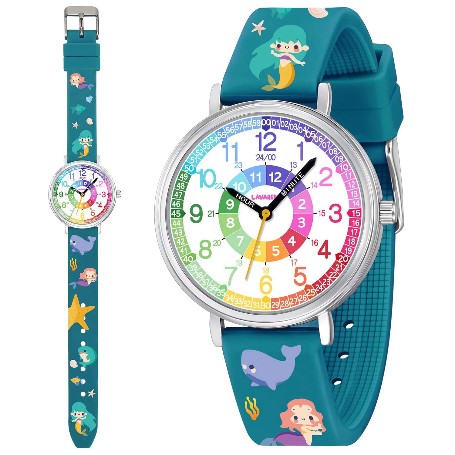 Time Teacher Kids Waterproof Analog Watch Easy Read Dial