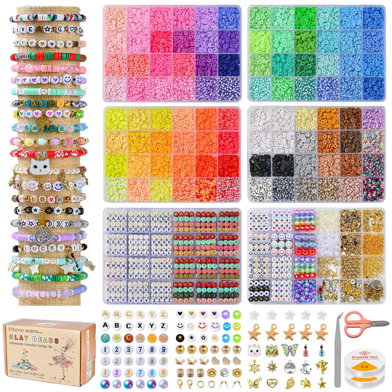 wuzoe Friendship Bracelet Kit 16888pcs 96 Colors Polymer