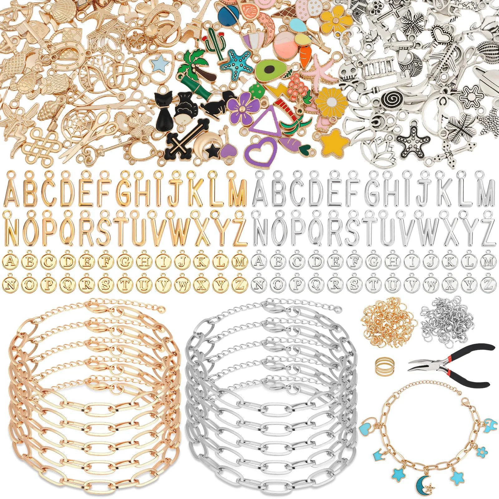 Charm Bracelet Making Kit for Adults Teens 477Pcs DIY Charm