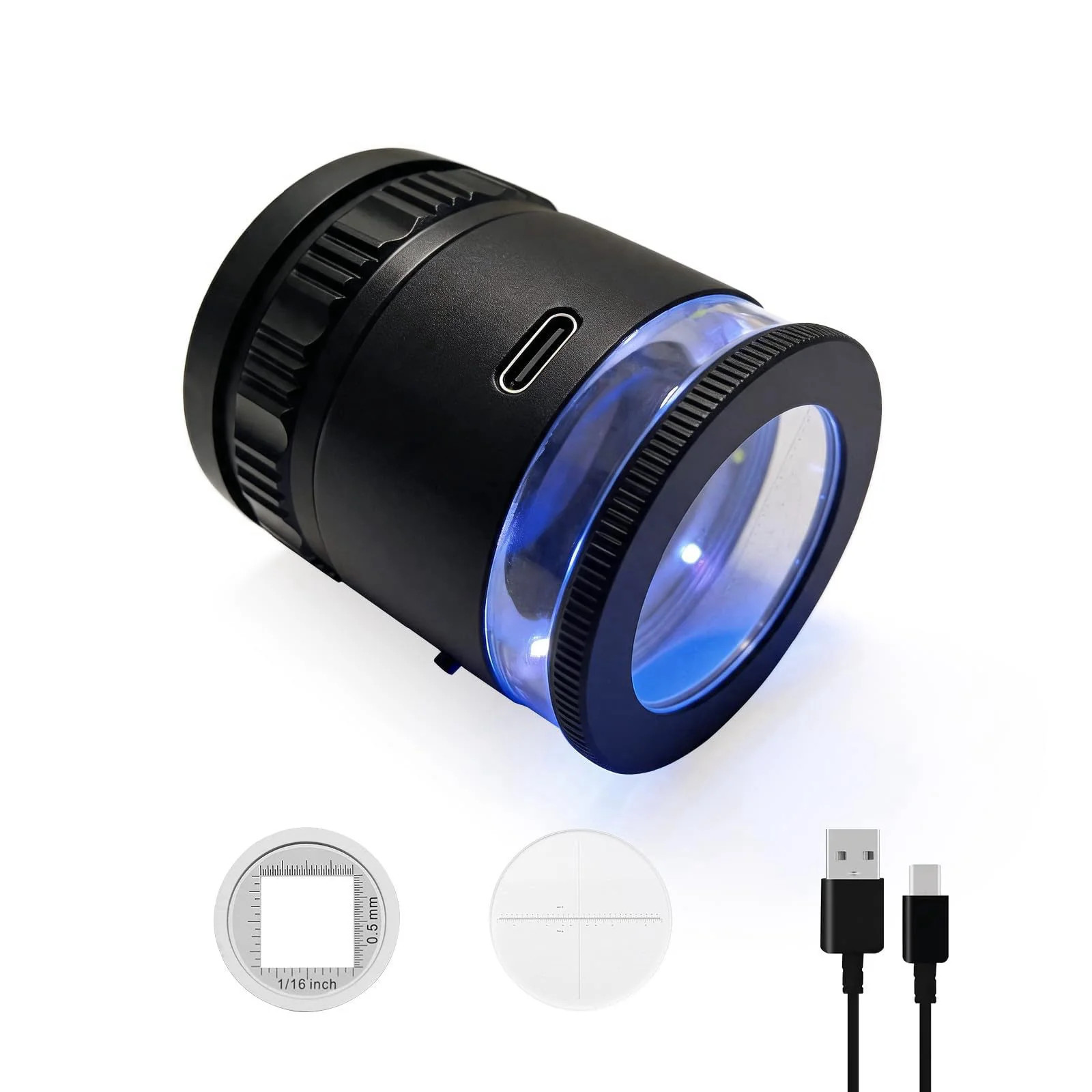 LED Scale Loupe Magnifier 10x Rechargeable with UV UV Lights