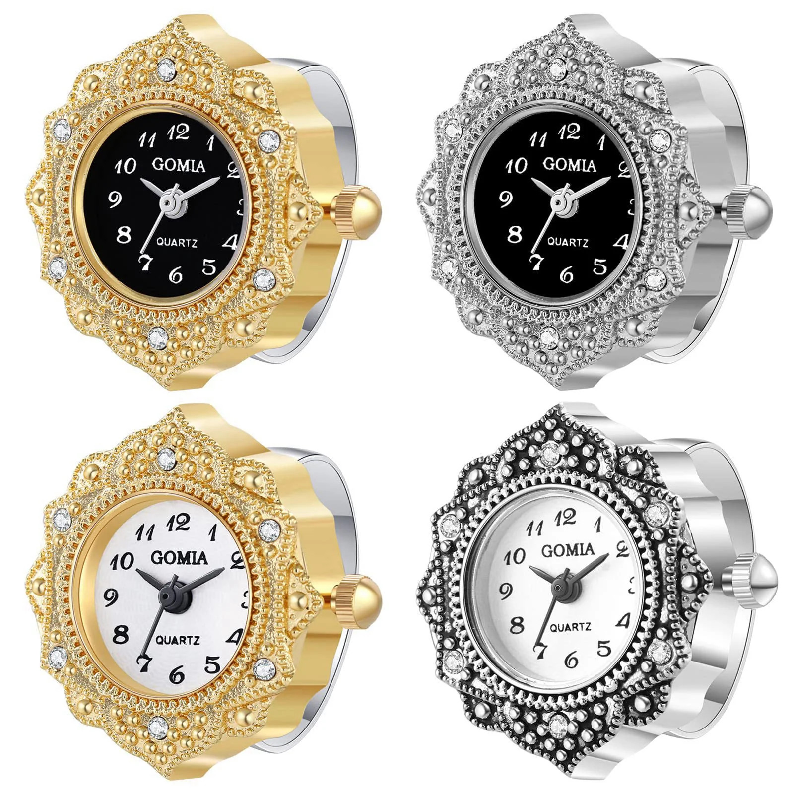 JewelryWe Novelty Finger Watch Classic Gold Silver Plated