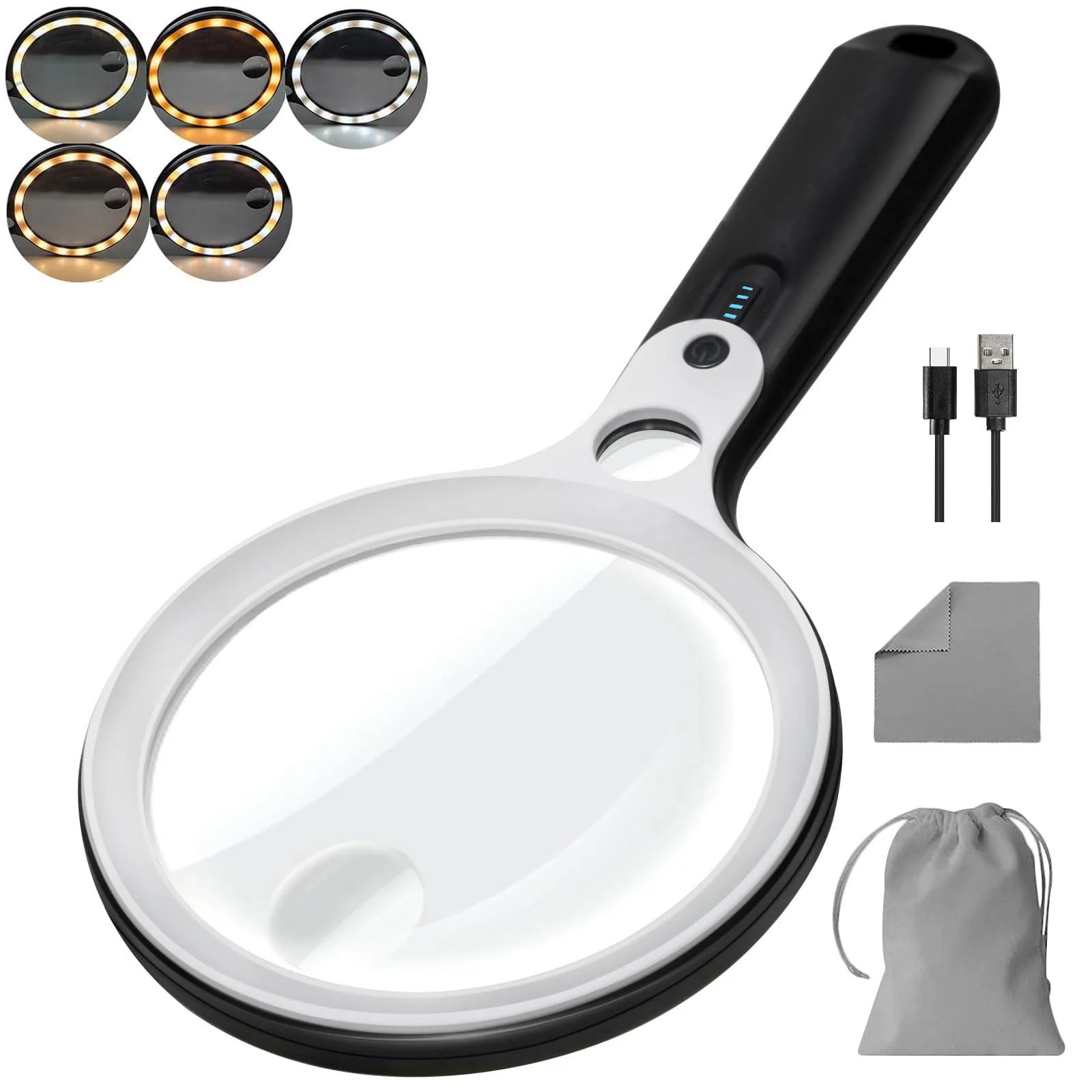 10X 20X 45X Magnifying Glass with 48 LED Light