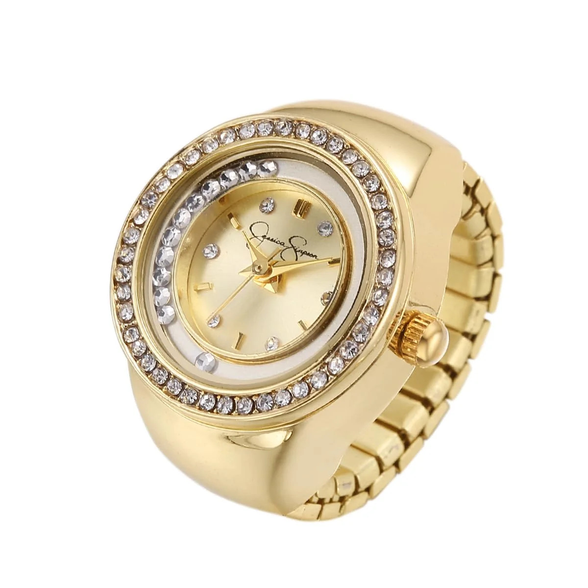 Jessica Simpson Women s Adjustable Ring Watch Crystal Bezel