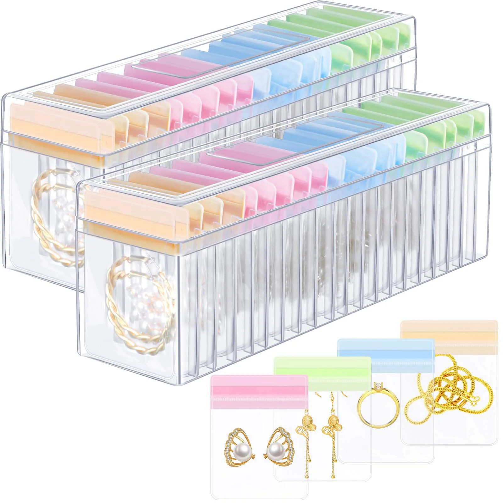 Kenning 42 Pcs Acrylic Jewelry Case Organizer Clear Jewelry