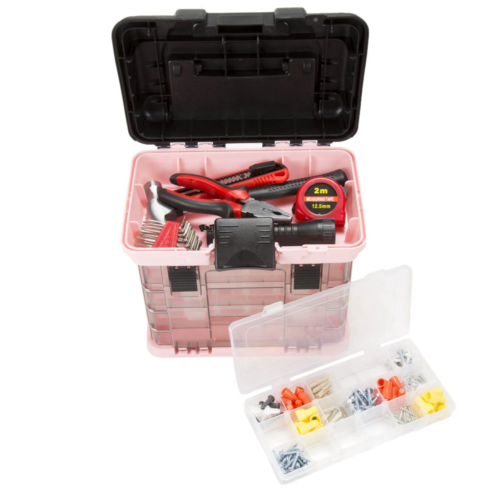 Stalwart Portable Tool Box for Women or Men Pink 10 x 7 x 10