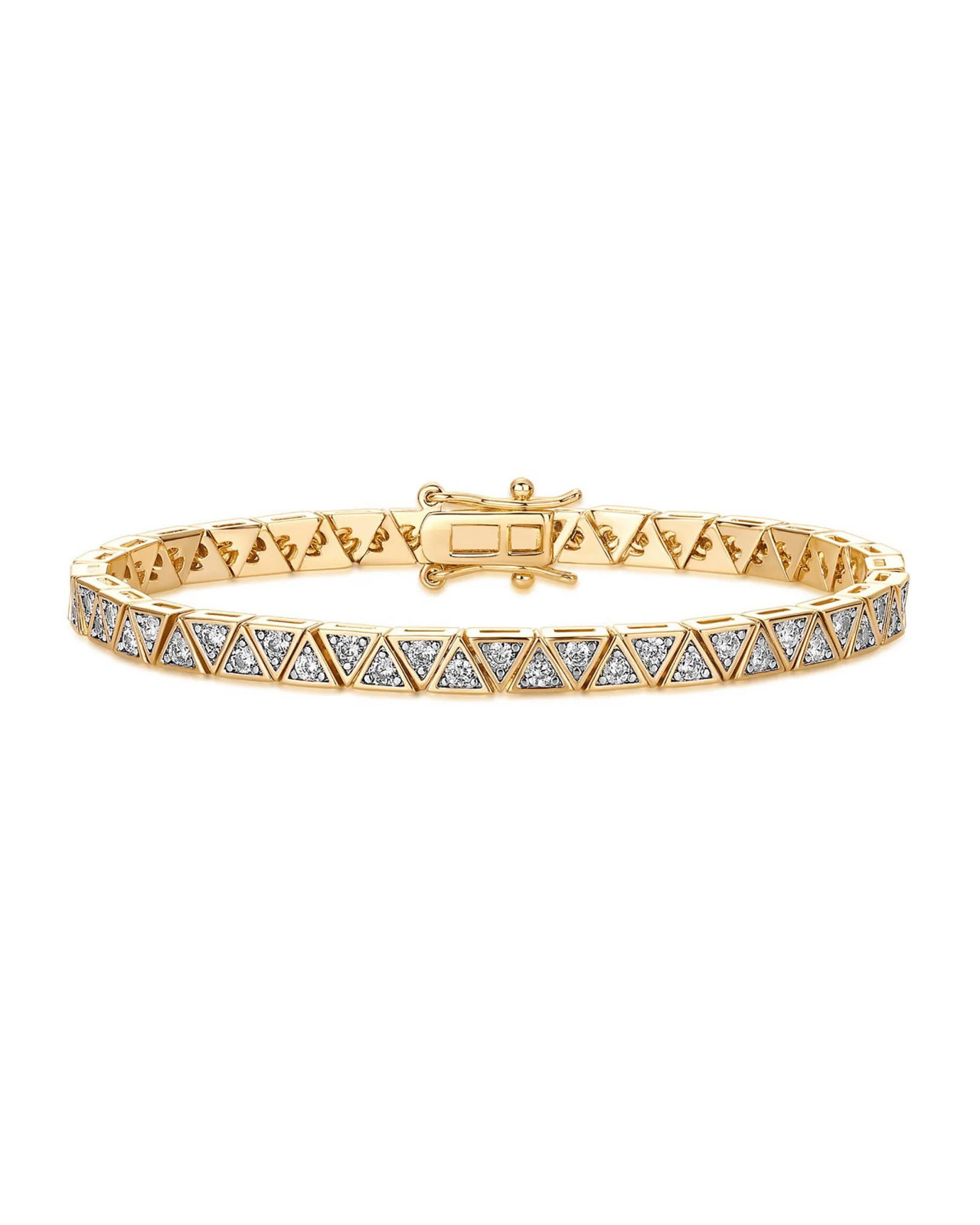 PAVOI 14K Gold Plated Tennis Bracelets for Women Bezel Set