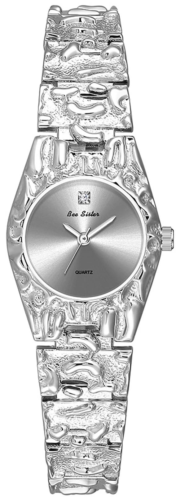 Women s Luxurious Textured Jewelry Chain Watch Bold Sculpted
