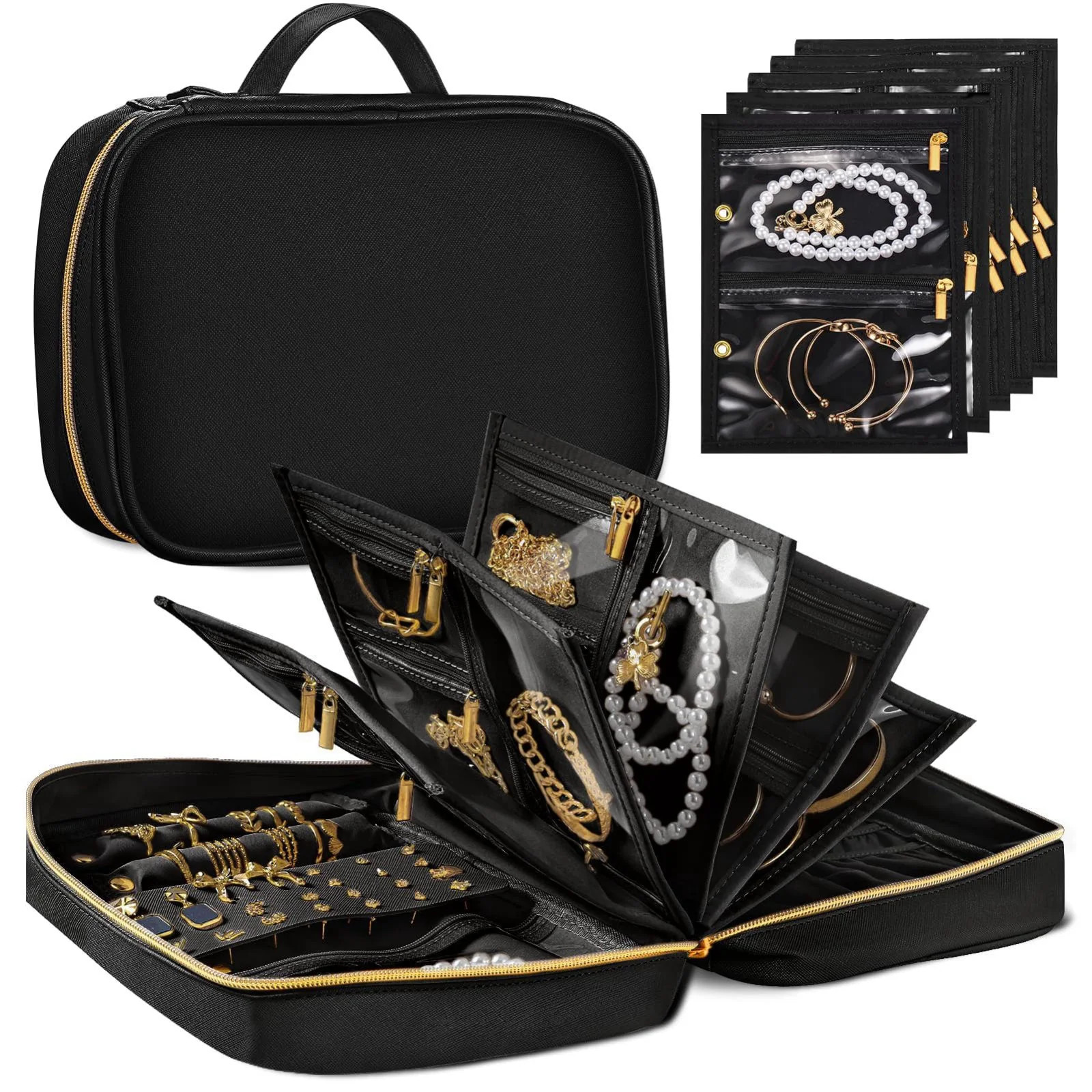 Travel Jewelry Organizer for Women Detachable Pouches Tangle