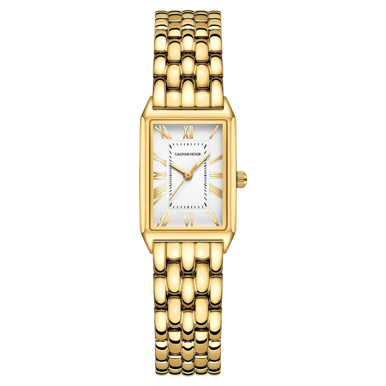 Gold Watches for Women with Vintage Rectangular Case White
