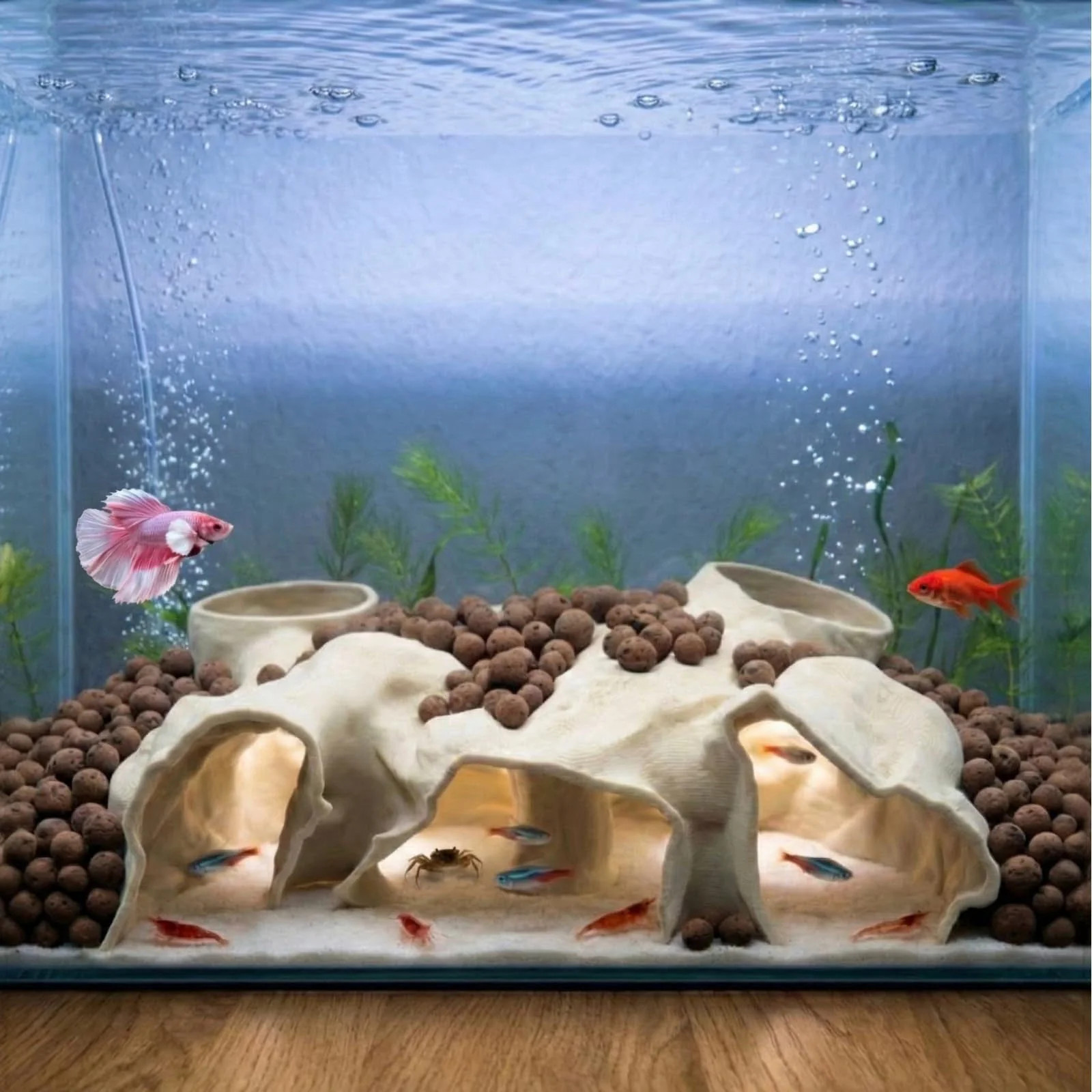 Large Aquarium Tunnel Cave 3D Printed Substrate Viewer Fish