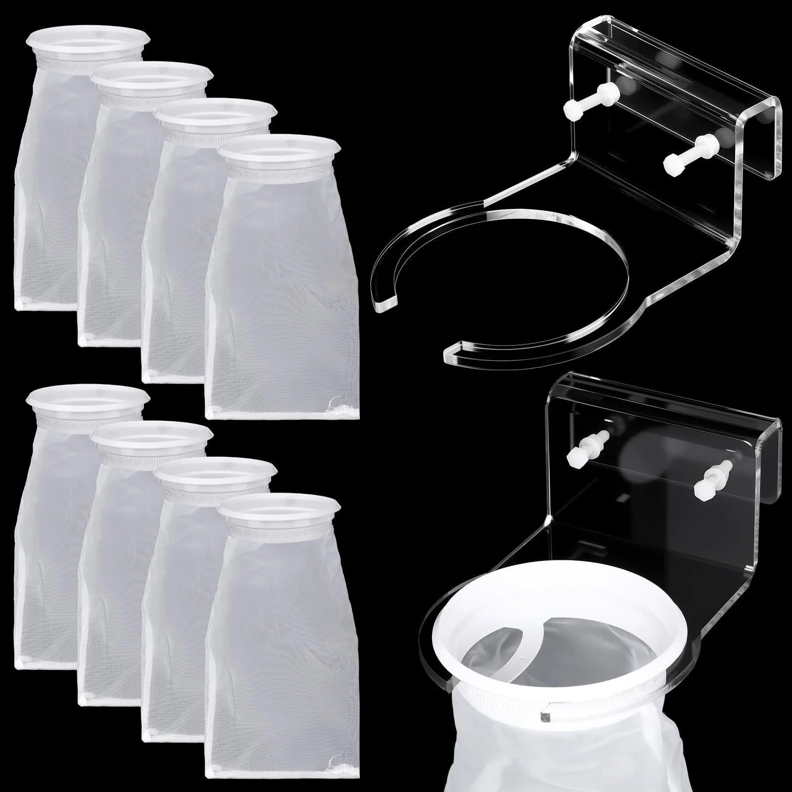 8 Pcs 4 Inch Filter Socks with Holder for Aquarium Pre Sump