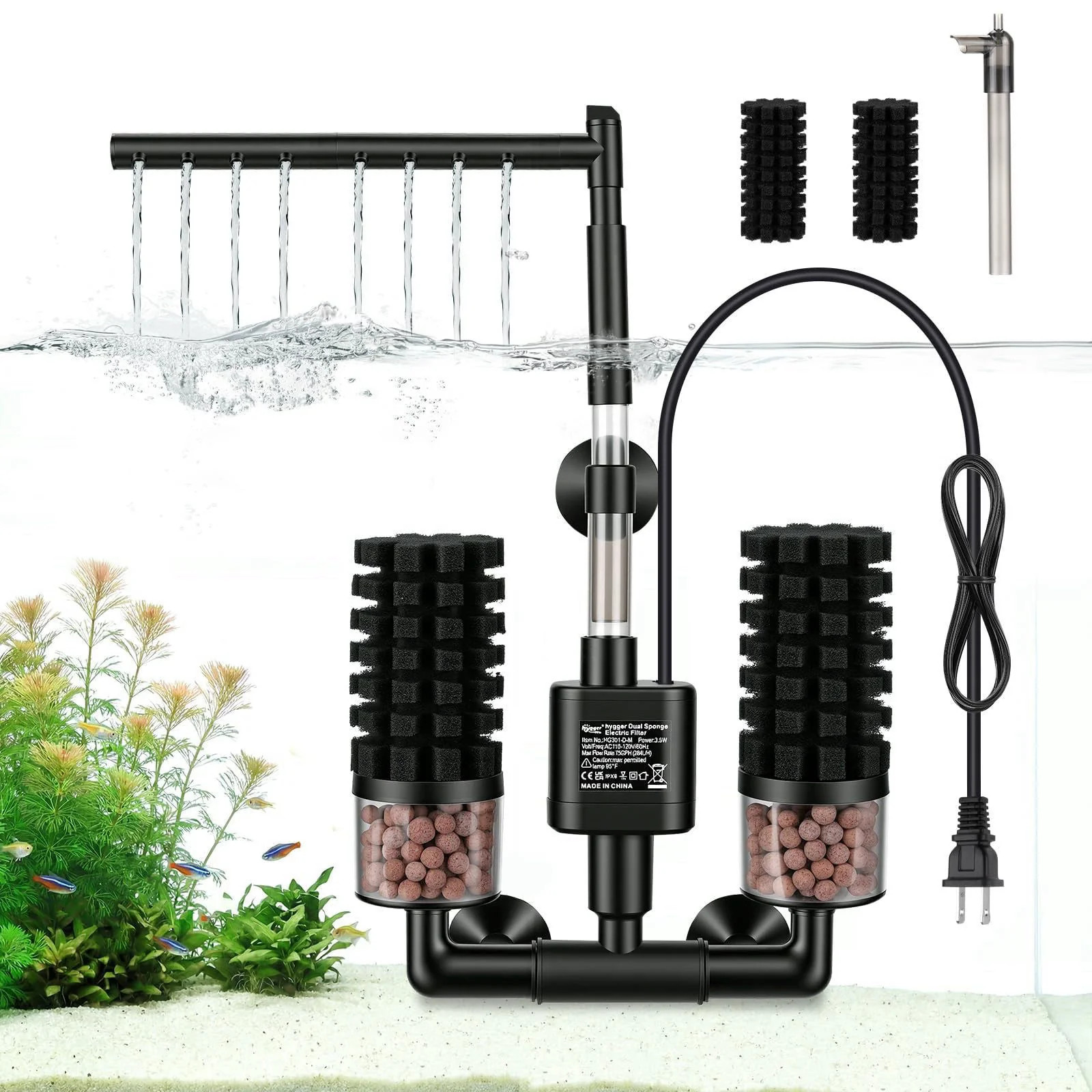 hygger Electric Aquarium Sponge Filter 3 5W Quiet Fish Tank