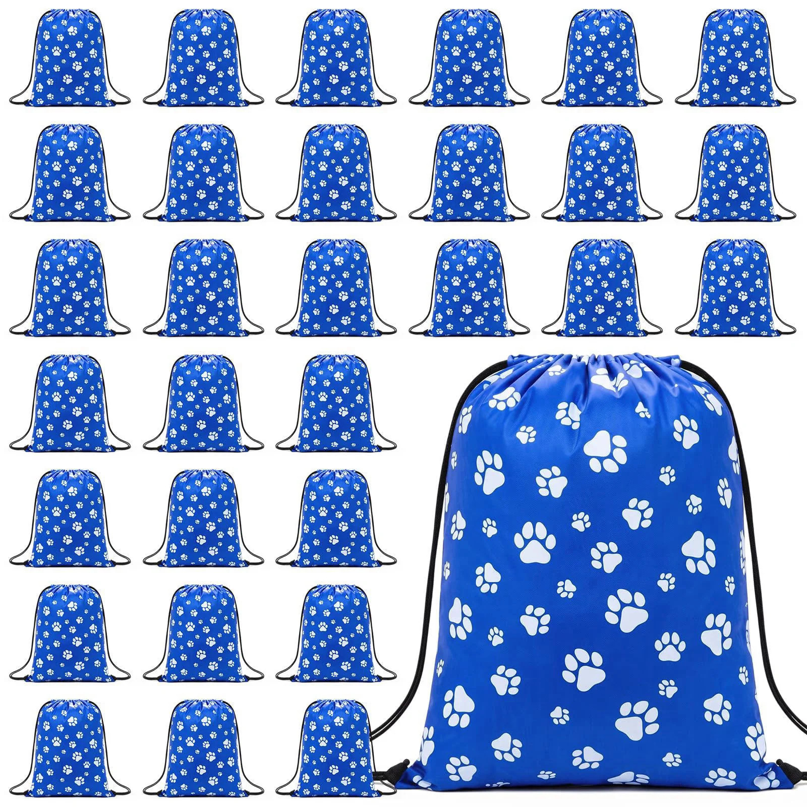 Kacctyen 30 Pcs Paw Print Drawstring Bags Puppy Cinch