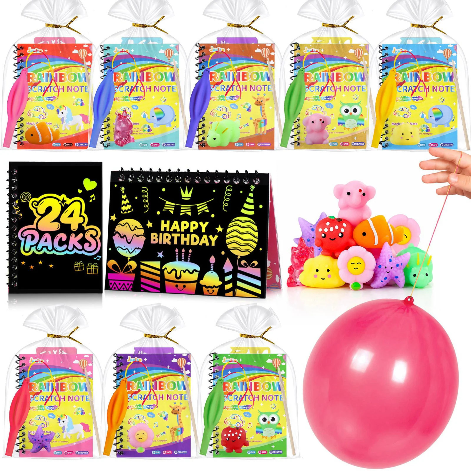 24 3 Pack Party Favors for Kids 120 PCS Scratch Art Balloon