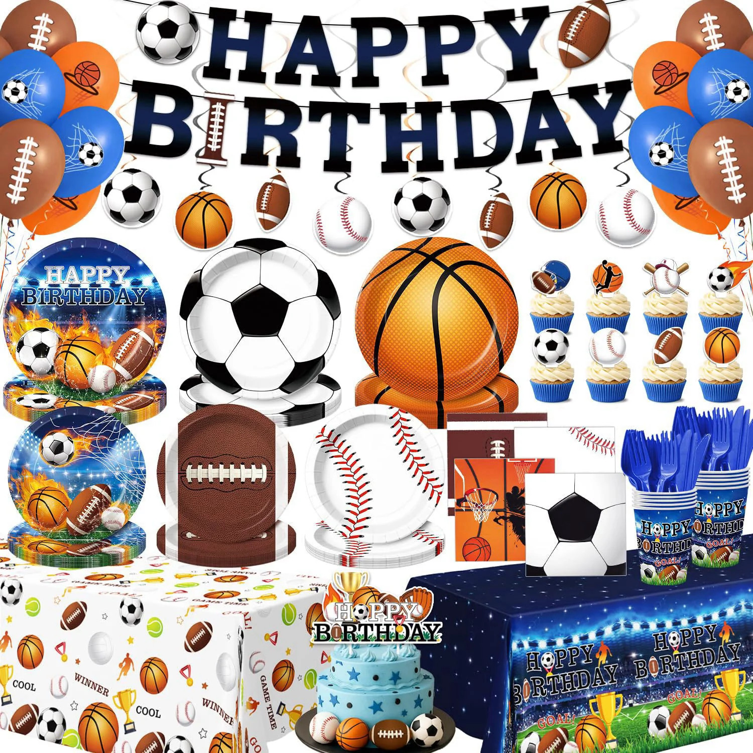 244 Pcs Sports Birthday Party Decorations