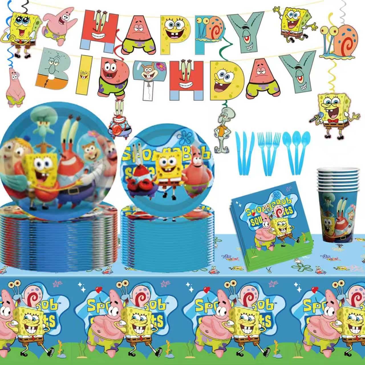 118 Pcs SpongeBob Birthday Party Supplies Set anime Theme